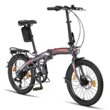 Licorne Phoenix 2D, 20 Zoll Aluminium-Faltrad-Klapprad, Scheibenbremse, Discbremse, V-Bremse Faltfahrrad-Herren-Damen, 7 Gang Kettenschaltung Folding City Bike, Alu-Rahmen, StVZO, Vorderlampe, Hinterlampe