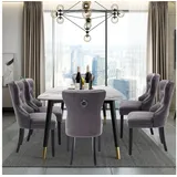 Puluomis Esszimmerstuhl (2/4/6/8 Set Grau/ Schwarz/Beige, 8 St), Samt Stuhl mit hoher Rückenlehne, Küchenstuhl mit Eichenbeinen grau