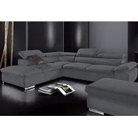 Ecksofa SIT & MORE "Alcudia L-Form" Sofas Gr. B/H/T: 272cm x 73cm x 226cm, Luxus-Microfaser ALTARA NUBUCK, Ottomane links, mit Bettfunktion, grau (dunkelgrau) wahlweise mit Bettfunktion