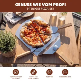 ELUNO Pizzaschieber 25,5 x 60,5 cm Edelstahl/Bambus/Grau