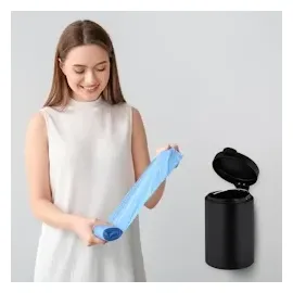 Relaxdays Kosmetikeimer Wandmontage, 3 l, Absenkautomatik, Inneneimer, Edelstahl, runder Badezimmer Mülleimer, schwarz