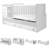 KIKKABOO Babybett Lorena 4 in 1 Kommode Schaukelfunktion Schreibtisch Jugendbett grau