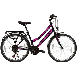 Rezzak 24 Zoll Mädchenfahrrad Fahrrad Strassenzugelasse schwarz Pink