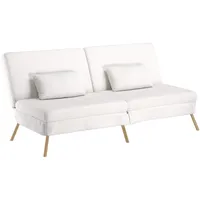 COMHOMA Schlafsofa Bettsofa mit Schlaffunktion, Klappsofa, Couch Gästebett mit verstellbare Rückenlehne aus Stoff weiß