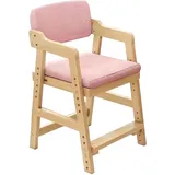 Verstellbarer Massivholz-Arbeitsstuhl, Massivholz-Heimaufzug Für Kinder, Esszimmerstuhl/Schreibtischstuhl, Kinderhöhenverstellstuhl Für Zuhause/Computertisch/Arbeitszimmer (Color : Rosa)