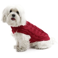 Fashion Dog Hundepullover Hunde-Strickpullover mit Zopfmuster - Bordeaux 55 cm