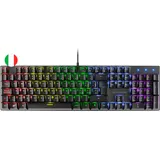 Mars Gaming MK422 Schwarz, Mechanische Gaming Tastatur RGB, Antighosting, Mechanischer Switch Rot, Italienische Sprache