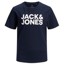 JACK & JONES Junior T-Shirt 'Ecorp' Weiß,Dunkelblau | 128