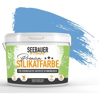 SEEBAUER diy® Silikatfarbe Blau für Innen (No. 809 Cloudless Sky 5,0 Liter) Mineralfarbe Blautöne hohe Deckkraft