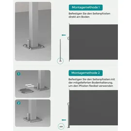 Songmics Seitenmarkise 180 x 450 cm grau Polyester