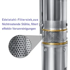 Jiubiaz Tiefbrunnenpumpe 0,37kW bis 4.000 l/h Edelstahl