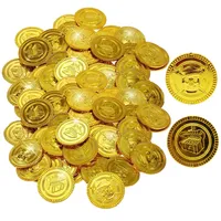 50 Stück Goldmünzen, Piratenschatz Goldmünzen Spielzeug Goldtaler Piratenschatz Geburtstag, Kunststoff Goldtaler, Piratenparty Seeräuber Schatzsuche Spielmünzen Geschenk für Party (50)