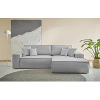 Andas Ecksofa »Finnley Schlafsofa 267 cm in Bouclé, Struktur fein u. Cord, L-Form,«, Schlaffunktion m. Bettkasten (136/210 cm), Bouclé, Struktur und Cord silberfarben
