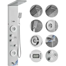 Vevor Duschpaneelsystem, 6 Duschmodi, LED- und Display-Duschpaneelturm, Regenfall, Wasserfall, 4 Körpermassagedüsen, Wannenauslauf, Handbrause, 150 cm Schlauch, Wandmontiertes Duschset