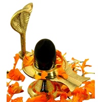 IndianStore4All shaligram Shiva Ling Lingam Shivling Naaga Messing Ständer 11,9 cm ca.