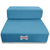 Yowablo Step Hundetreppe 2 Atmungsaktives Netz Faltbare Haustiertreppe Abnehmbare Haustierbett Treppe Hunderampe (Falte Größe:35 * 30 * 20cm,1- Himmelblau)