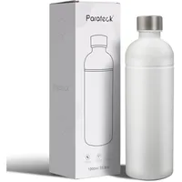 Parateck 1L Plastikfreie Edelstahl Flasche Sodaflasche Kompatibel mit Sodastream Duo, E-Duo, Trinkflasche BPA-FREI, Wassersprudler Metall Flaschen Spülmaschinenfest (Weiß)