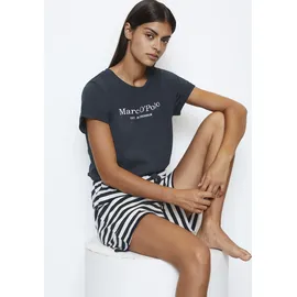 Marc O'Polo Pyjama MARC O'POLO "Mix & Match Cotton-Woven", Damen, Gr. XS (34), blau (schwarz navy,), Jersey, Obermaterial: 100% Baumwolle, bedruckt, unifarben, figurumspielend ca.