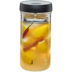 Fermentationsglas GEFU "NATIVO", transparent, H:23,5cm Ø:12cm, Glas, Borosilikatglas, Kunststoff, Silikon, Lebensmittelaufbewahrungsbehälter, Innovatives Ferment Vent System für optimalen Gärprozess.
