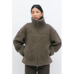 Gina Tricot - Pile zip jacket - Jacken - Braun - S - Dame - Braun - S