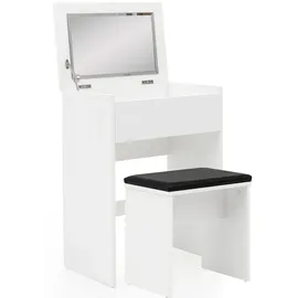 KADIMA DESIGN Schminktisch | Weiß, Klappspiegel | Hocker, Melaminharzbeschichtung. pflegeleicht & modern