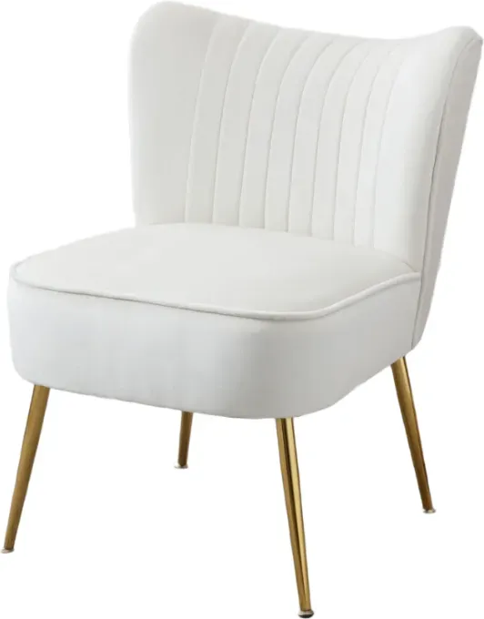 chairus Set von 2 Samtbezug Sessel ohne Armlehnen Einzelsitz-Sofa Sessel mit Metallbeinen Polster-Sessel Moderner Longue-Sessel für Balkon Wohnzimmer (Beige)