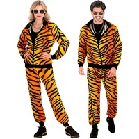 Widmann - Kostüm Trainingsanzug, Tiermuster Tiger, Animal Print, 80er Jahre Outfit, Jogginganzug, Bad Taste Outfit, Faschingskostüme