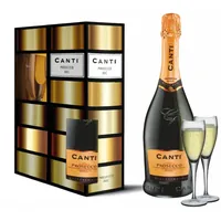 Canti - Prosecco D.O.C. Extra trocken Millesimato Wein 10.5%, Geschenkpackung mit zwei gläsern, italienische Glera-Rebsorte aus Veneto, fruchtiger und blumiger Geschmack, 1x750 ml