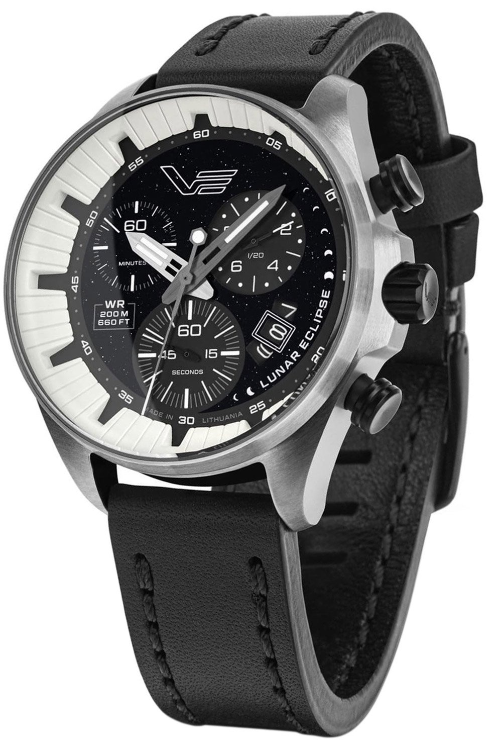 Vostok Europe 6S30-325E727 Herrenuhr Chronograph Lunar Eclipse Schwarz/Stahl LE