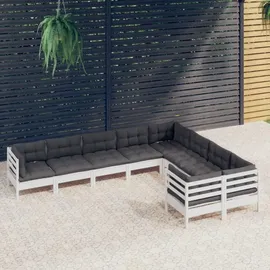 vidaXL Garten-Lounge-Set 9-tlg. weiß Kiefernholz