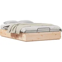 vidaXL Ottoman Bettgestell Natur 160 x 200 cm Massives Kiefernholz