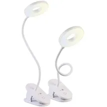 Lunartec 2er-Set Akku-Touch-Leselampe mit Klemmhalterung und Schwanenhals