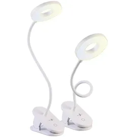 Lunartec 2er-Set Akku-Touch-Leselampe mit Klemmhalterung und Schwanenhals
