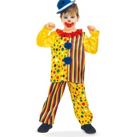 KarnevalsTeufel Kinderkostüm Clown in gelb mit Buntem Muster 2-teilig Hose und Oberteil Harlekin Hofnarr Schalk Schelm Verkleidung (116)
