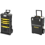 Stanley Rollende Werkstatt aus Metall-Kunststoff 1-79-206 – Werkzeugwagen leer mit 3 modularen Einheiten & Rollende Werkstatt (47,3 x 30,2 x 62,7 cm, zwei separat verwendbare Werkzeugboxen) 1-93-968