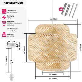 Tectake Lignea Lux 1 E27 rund Holz braun