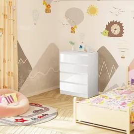 Woltu Wickelkommode mit abnehmbarer Wickelauflage, Hochglanz Weiß