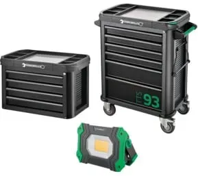 Stahlwille Werkstattwagen 93/6 A + TOP BOX + Arbeitsstrahler 93 Trolley + Box 10 Schubl. 0 x 0 x 0 mm TTS 93/6 anthrazit, RAL 7016, 93 TOP BOX schwarz, RAL 9005