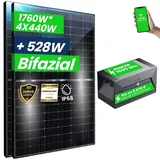 4x 440W Bifaziale Module mit Solarspeicher 1,6kWh Anker SOLIX Solarbank E1600 Speicher für Balkonkraftwerk