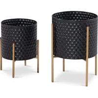 FineBuy Ø 30 x 30 cm Schwarz Gold