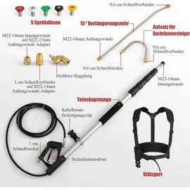 komfotteu Hochdruckreiniger Verlängerungsstange 5,5M
