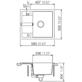 Victory Granitspüle Victory S580.60 - Hellgrau, ab 45er Unterschrank, 580 x 500 mm