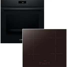 Bosch Backofen-Set Kochfeld Pyrolyse 3D Heissluft Induktion Booster Schwarz Touch Slider