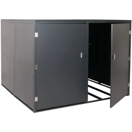 MCW Fahrradgarage 4er-Fahrradgarage Gerätehaus mit Ablage abschließbar Metall 160x222x208 cm anthrazit