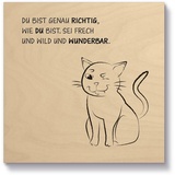 Artland Holzbild »Katze«, Sprüche & Texte, (1 St.), beige