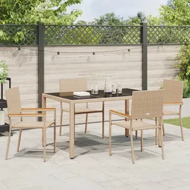 vidaXL Garten Essgruppe 5 pcs Beige Poly-Rattan