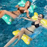 Luftmatratze Pool, 2 Stück Wasserhängematte, 4-in-1 Luftmatratze Wasser, Pool Matratze, Wasserhängematte mit Netz, Tanning Pool Luftmatratze, Wasser Hängematte, Pool Zubehör, Pool Spielzeug Erwachsene