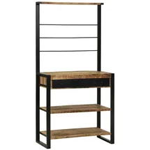 vidaXL Küchenregal Braun und Schwarz 80 x 40 x 160 cm Massivholz Mango