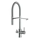 VIZIO 3 Wege Wasserhahn Küchenarmatur FL mit 360° Schwenkbarem Auslauf Abnehmbare 2 Strahl Handbrause Verchromt