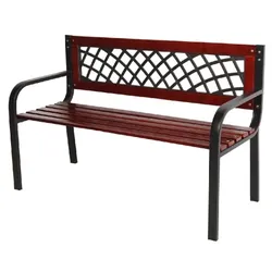 Lex Parkbank Tannenholz Gartenbank Sitzbank Holz Metall Balkon Terrasse 118x74 cm : Natur braun